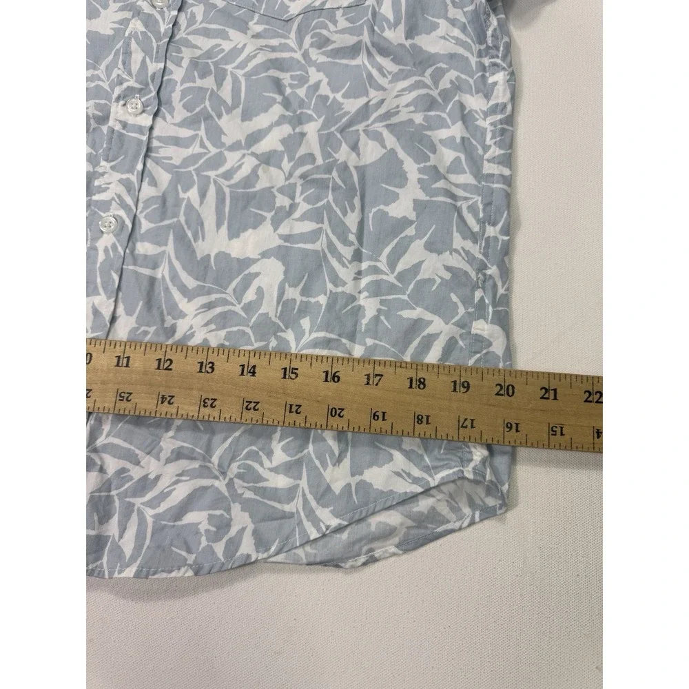 J Crew Flex Washed Slim Fit Mens Medium Floral Button Shirt Tropical Blue Leaf